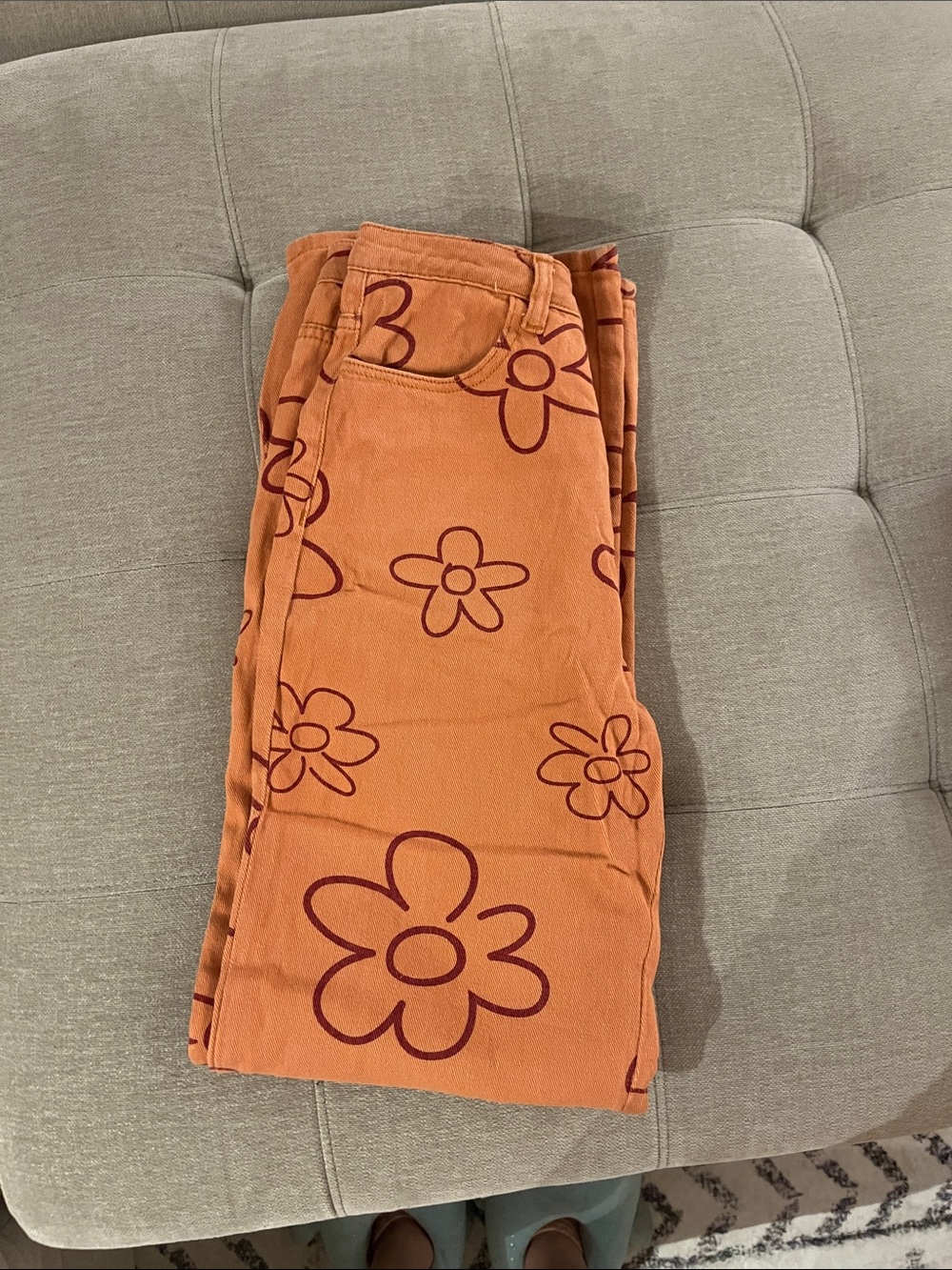 Funky Orange Floral Print Pants